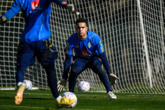 goalkeeper Oliver Dovin of the Swedish men's football