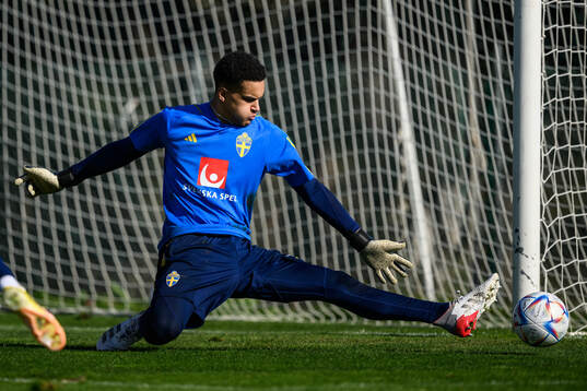 goalkeeper Oliver Dovin of the Swedish men's football