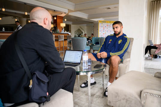 Omar Faraj of the Swedish men's football national team