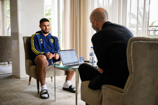 Omar Faraj of the Swedish men's football national team