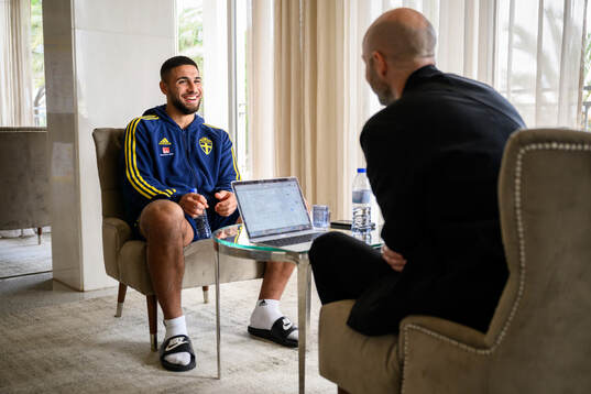 Omar Faraj of the Swedish men's football national team