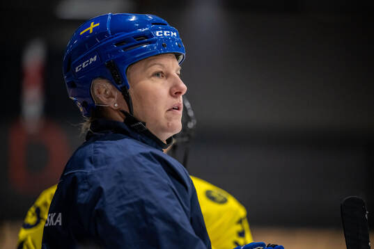 Assistant coach Pernilla Winberg of Sweden at a practice
