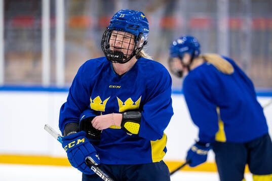 Astrid Lindeberg of Sweden celebrate at a practice session