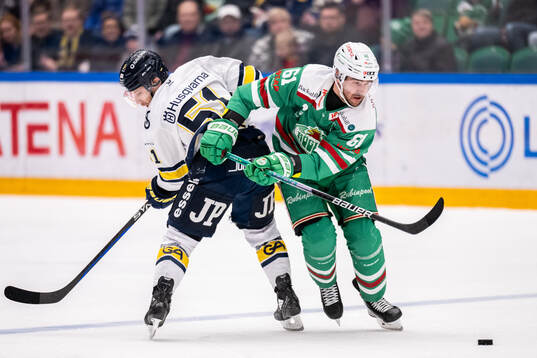 HV71s Andy Miele och Rögles Ludvig Larsson