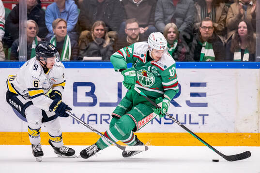 HV71s Filip Westerlund och Rögles Brady Ferguson