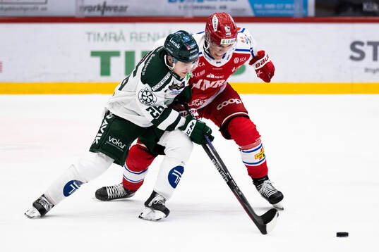 Färjestads Joel Nyström och Timrås Magnus Pääjärvi