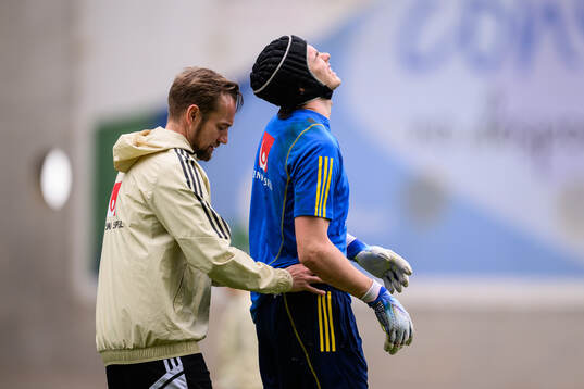 Physiotherapist Christian Andersson and goalkeeper Jacob