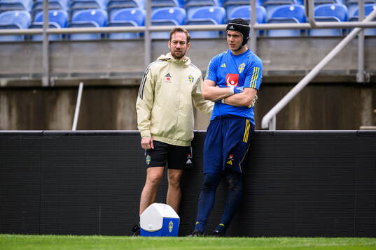 Physiotherapist Christian Andersson and goalkeeper Jacob