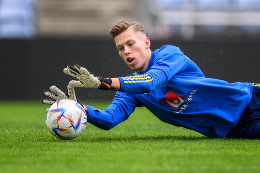 goalkeeper Leopold Wahlstedt of the Swedish men's football