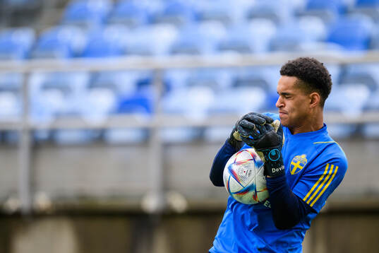 goalkeeper Oliver Dovin of the Swedish men's football