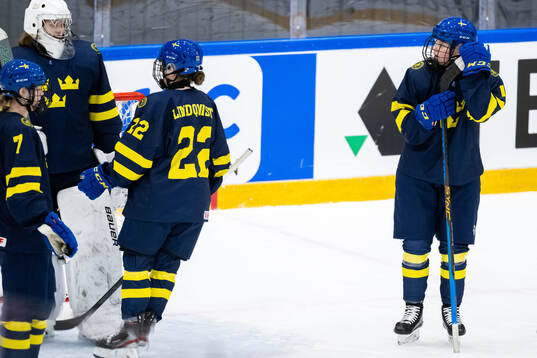 Astrid Lindeberg of Sweden looks dejected