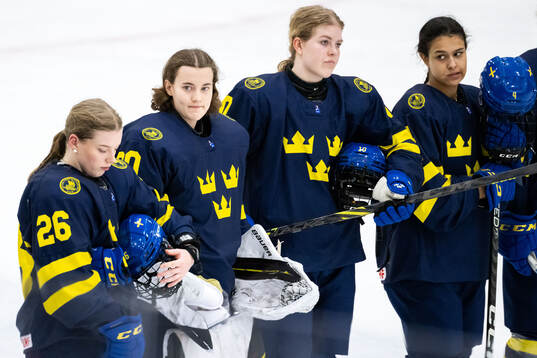 Emma Goding, goaltender Felicia Frank, Linnea Natt och Dag