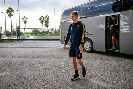 Samuel Gustafson of Sweden arrive to the stadium