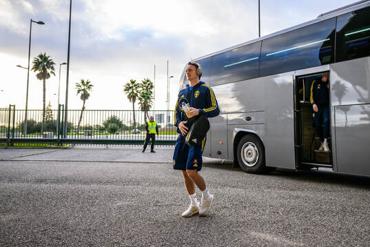 Hjalmar Ekdal of Sweden arrives to the stadium