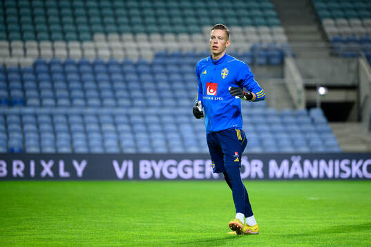 Goalkeeper Leopold Wahlstedt of Sweden