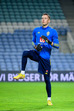 Goalkeeper Leopold Wahlstedt of Sweden