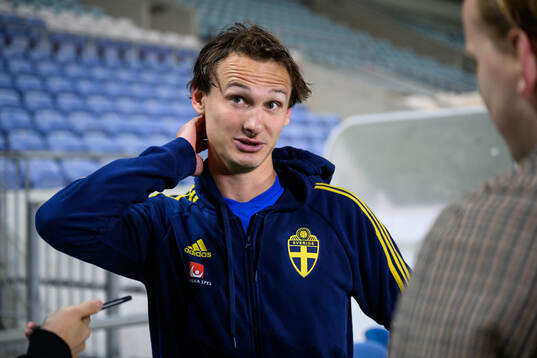 Hjalmar Ekdal of Sweden speaks to media