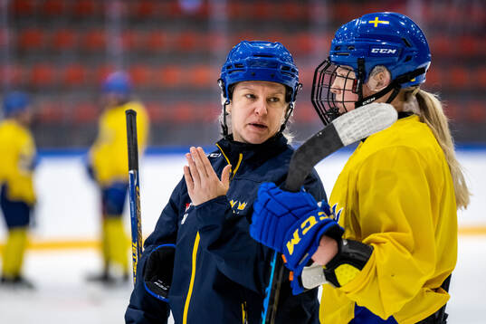 Assistant coach Pernilla Winberg of Sweden at a practice