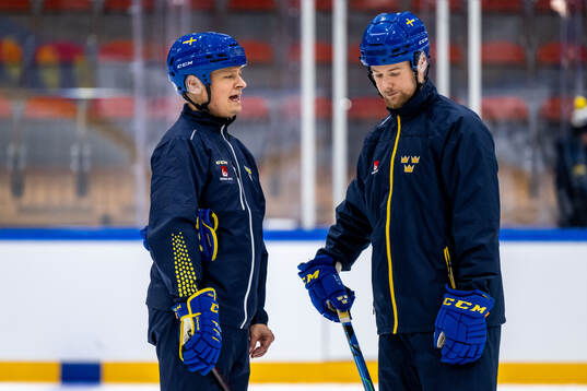 Head coach Andreas Karlsson and goaltender coach Johan