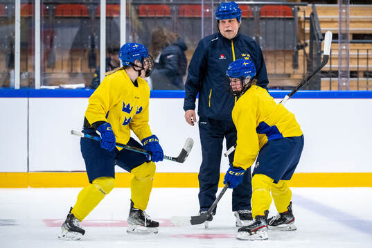 Assistant coach Ulf Hall of Sweden at a practice session
