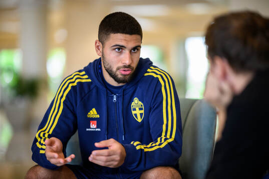 Omar Faraj of the Swedish men's football national team at a