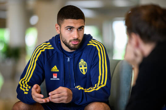 Omar Faraj of the Swedish men's football national team at a
