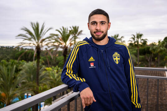 Omar Faraj of the Swedish men's football national team