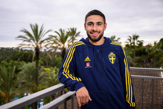 Omar Faraj of the Swedish men's football national team