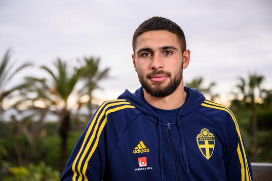 Omar Faraj of the Swedish men's football national team