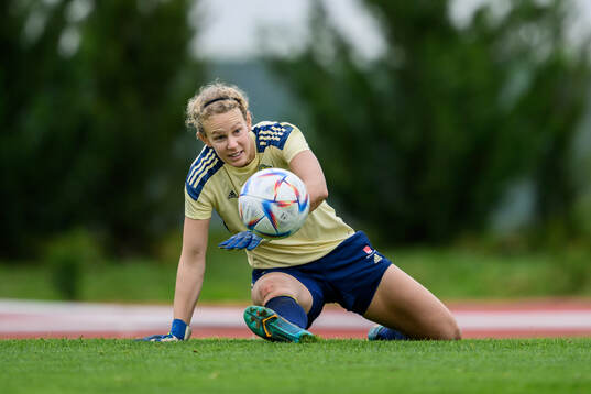 goalkeeper Cajsa Andersson of the Swedish women's football