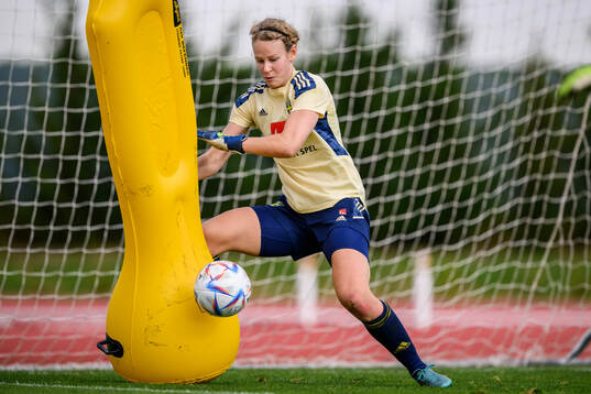 goalkeeper Cajsa Andersson of the Swedish women's football