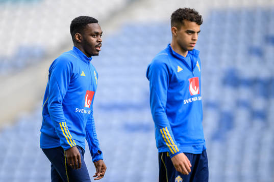 Joel Asoro and Yasin Ayari of the Swedish men's football