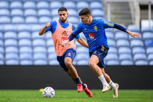 Omar Faraj and Edvin Kurtulus of the Swedish men's football