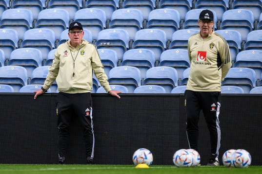 head coach Janne Andersson and scout Lasse Jacobsson of the