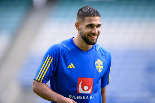 Omar Faraj of the Swedish men's football national team at a