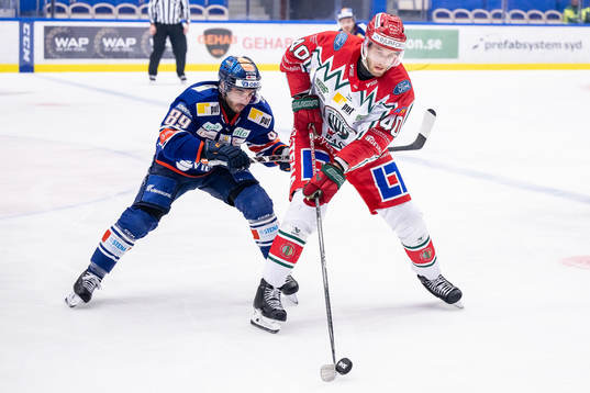 Växjös Jayden Halbgewachs och Frölundas Petteri Lindbohm