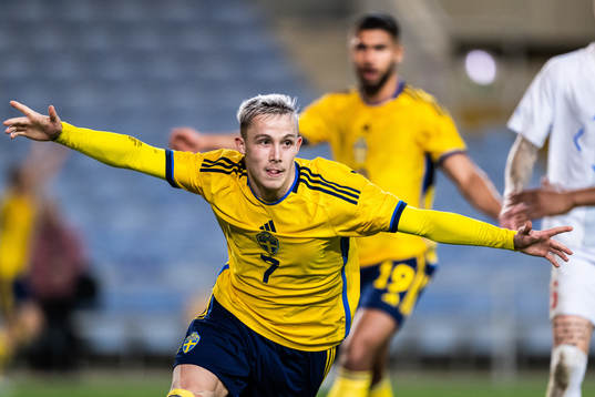 Jacob Ondrejka of Sweden celebrates