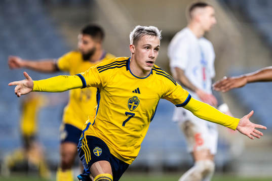 Jacob Ondrejka of Sweden celebrates