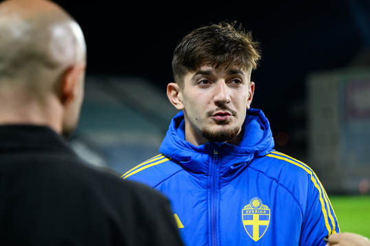 Armin Gigovic of Sweden speaks to media