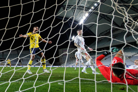 Omar Faraj of Sweden celebrates