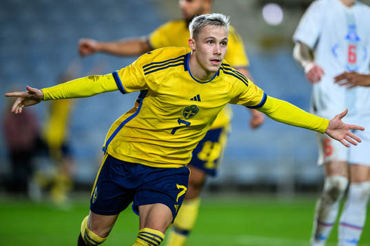 Jacob Ondrejka of Sweden celebrates