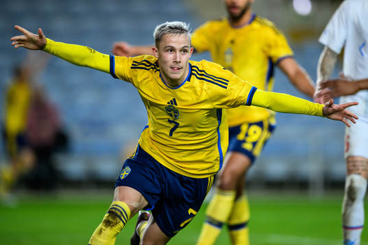 Jacob Ondrejka of Sweden celebrates