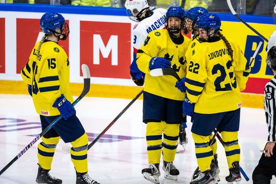 Ebba Hedqvist of Sweden celebrates scoring 5-1