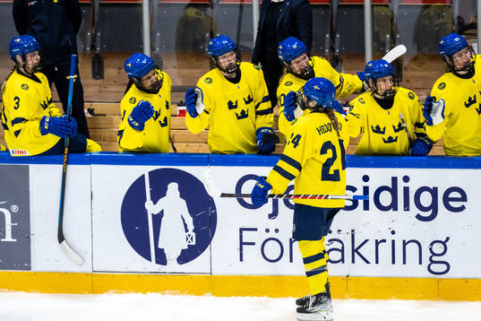 Ebba Hedqvist of Sweden celebrates scoring 5-1