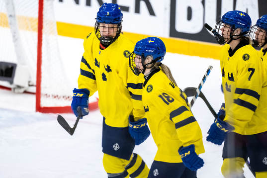 Hilda Svensson of Sweden celebrates scoring 6-1
