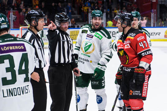 Linjedomare Jan Sandström, Färjestads Remi Elie och