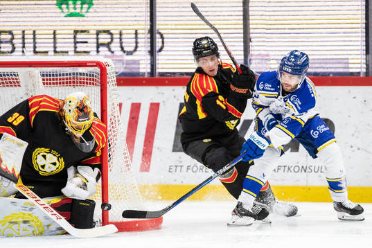 Brynäs målvakt Anders Lindbäck, Samuel Johannesson och