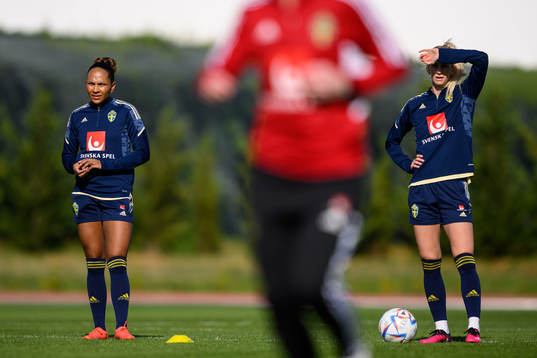 Madelen Janogy and Sofia Jakobsson of the Swedish women's