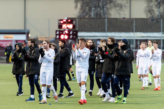 Helsingborgs Charlie Weberg och Casper Widell tackar