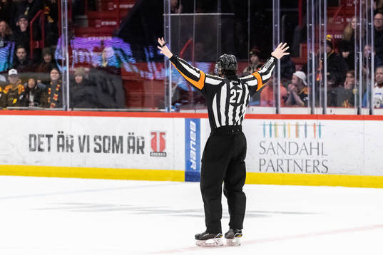 Domare Mikael Sjöqvist dömmer bort Brynäs 0-1 mål